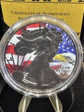 U.S. Mint 2017 American Silver Eagle 1 oz Colourised Bald Eagle Flag COA