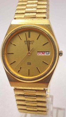 Vintage Men's Watch SEIKO Quartz 7813-6039 SQ Gold Tone Day/date