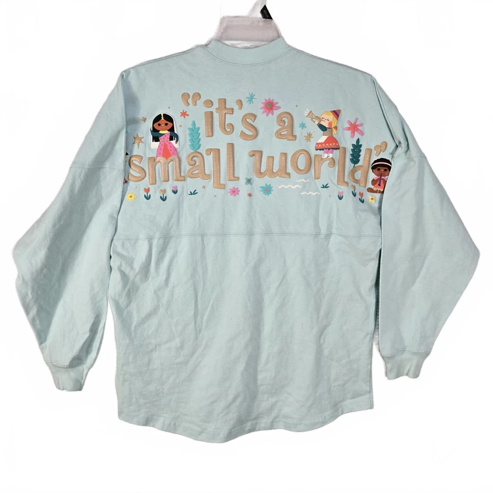 Disney Parks It's a Small World Spirit Jersey Small Blue Long Sleeve Puff Print - Image 2 of 4