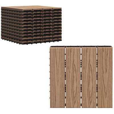 12''x 12'' Wood-Plastic Composite 11PCS Quick Interlocking Flooring & Patio Deck