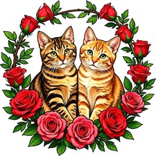 30 Custom Kittens  Roses Personalized Address Labels