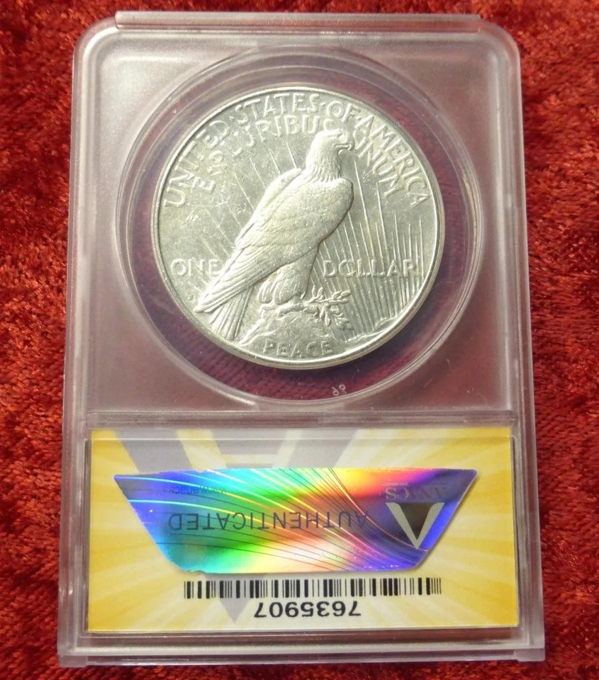 1922 S ANACS AU 50 Peace Silver Dollar, United States of America, Better S Mint - Image 2 of 4