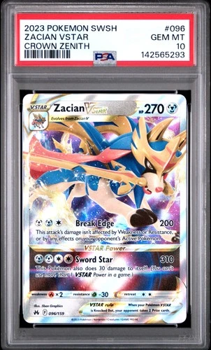 2023 POKEMON SWORD & SHIELD CROWN ZENITH #096 ZACIAN VSTAR PSA 10
