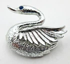 VTG SIGNED GERRYS silver tone mtl Blue eye small SWAN Brooch Pin costume Jewelry