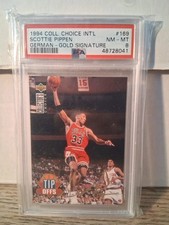 Scottie Pippen POP 1 NO HIGHER PSA 8 1994 Coll Choice German Gold Signature HoF