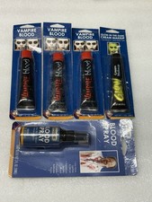 Halloween Fake Blood Makeup Lot   3 Tubes, Glow In The Dark Cream  Spray NEW