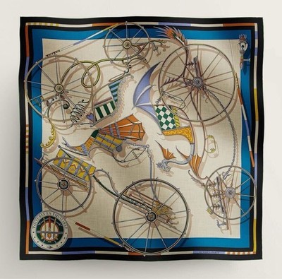 HERMES Carre 140 Giant Square Elaborate carriage VOITURES EN EQUILIBRE