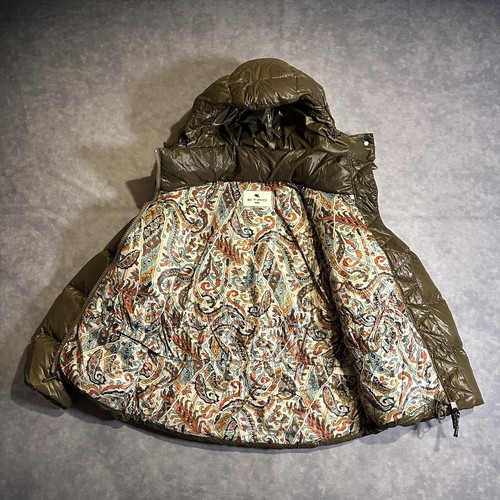 ETRO Milano Puffer Jacket Mens 40 Olive Green Down Paisley Lined Made In Romania - Picture 2 of 11