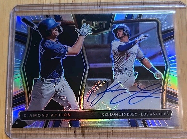 2025 Select Baseball Kellon Lindsey Auto Silver Prizm Diamond ACTION Signatures