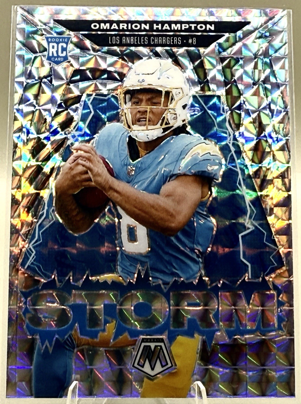 2025 Panini Mosaic Omarion Hampton RC Storm Silver Mosaic SP 🔥 Chargers