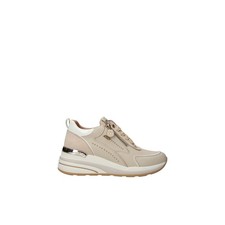 Keys k-11223 scarpa donna con zeppa sneakers con lacci e cerniera bianco e beige