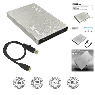1TB External Hard Drive in Silver - Ultra Slim, Fast Data Transfer for Gamers