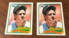 1989 Topps #605 Bob Welch ERROR/Missing Pitching Record Header & corrected ver.