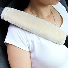Soft Faux Fur Universal Fit Seatbelt Cover Car Truck SUV 10.5in 2pack Beige