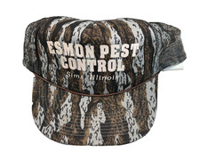 Vintage Camo Mesh Trucker Hat Esmon Pest Control Sims, IL Tree Camouflage Cobra