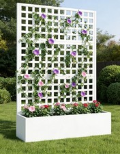 Metall Blumenkasten Pflanzkasten Sichtschutz Spalier Hochbeet Mit Rankgitter