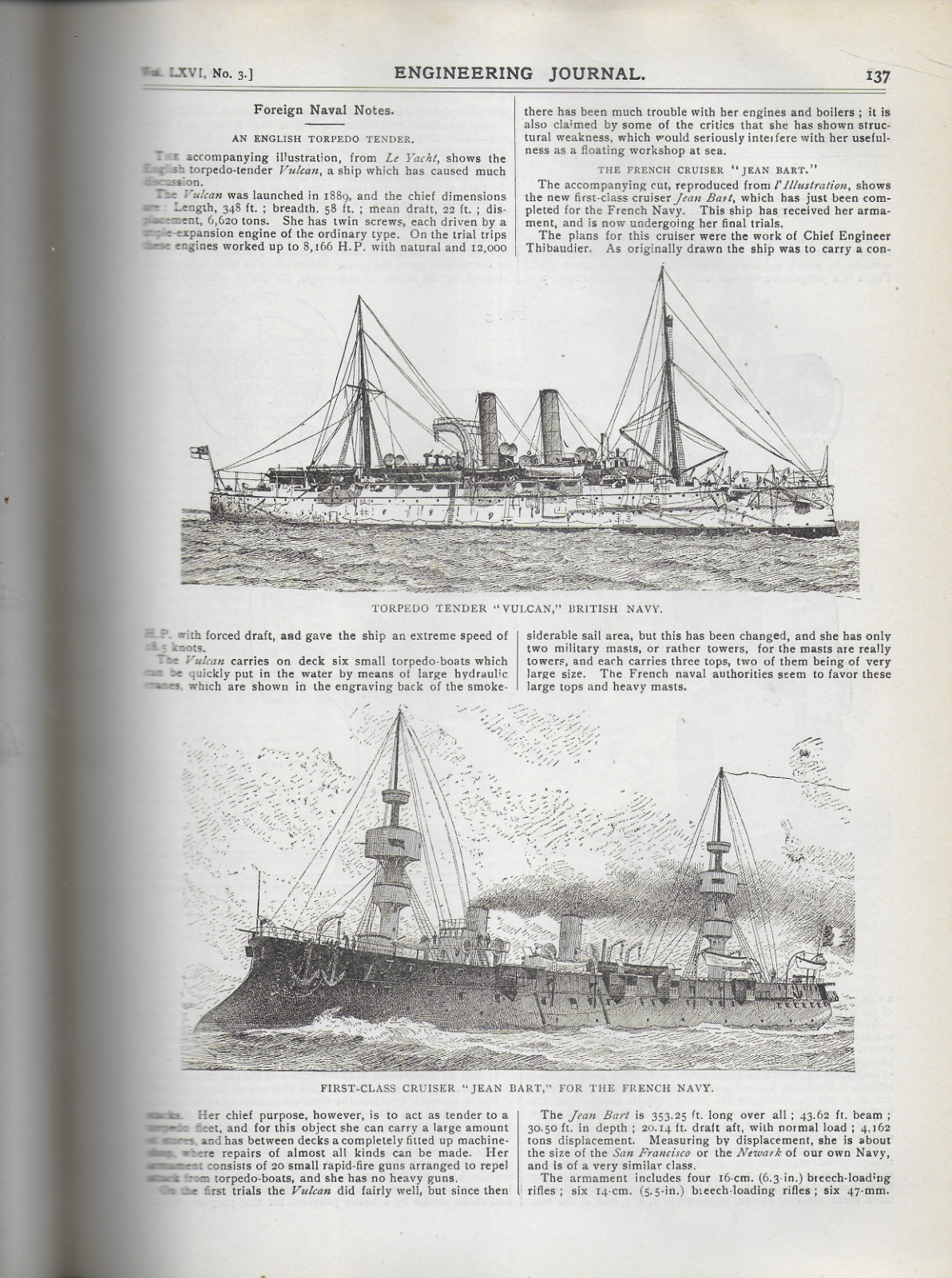 Railroad & Engineering Journal 1892, Vol. LXVI, Locomotives, Ships, etc.