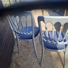 Event Silver Wooden Armless Dining Chair Blue Upholstered Seat 30x30x80cm