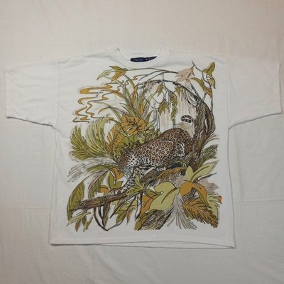 M Relaxed 80s Cheetah Leopard Jungle Cat T-Shirt Vintage Single Stitch