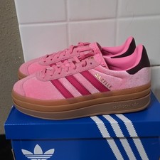 Adidas Gazelle Bold J Pink Suede Red Sneakers Kids Size 5 Womens 6.5 JR5964