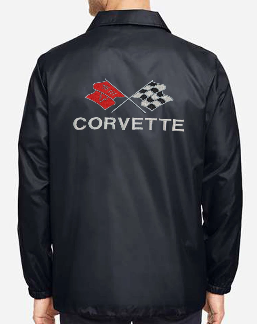Classic/Retro '78/'79 Corvette Flags Logo - Team/Button Down Jacket - Chevy/GM