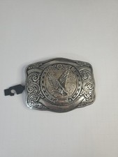 Eagle Belt Buckle Silver Tone Heavy Detailed Statement Piece Huge 5"X3.5"
