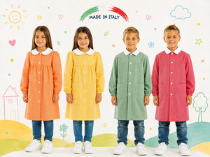 Grembiule Asilo Materna Bimbo Bimba Quadretti Vari Colori 2-6 anni MADE IN ITALY