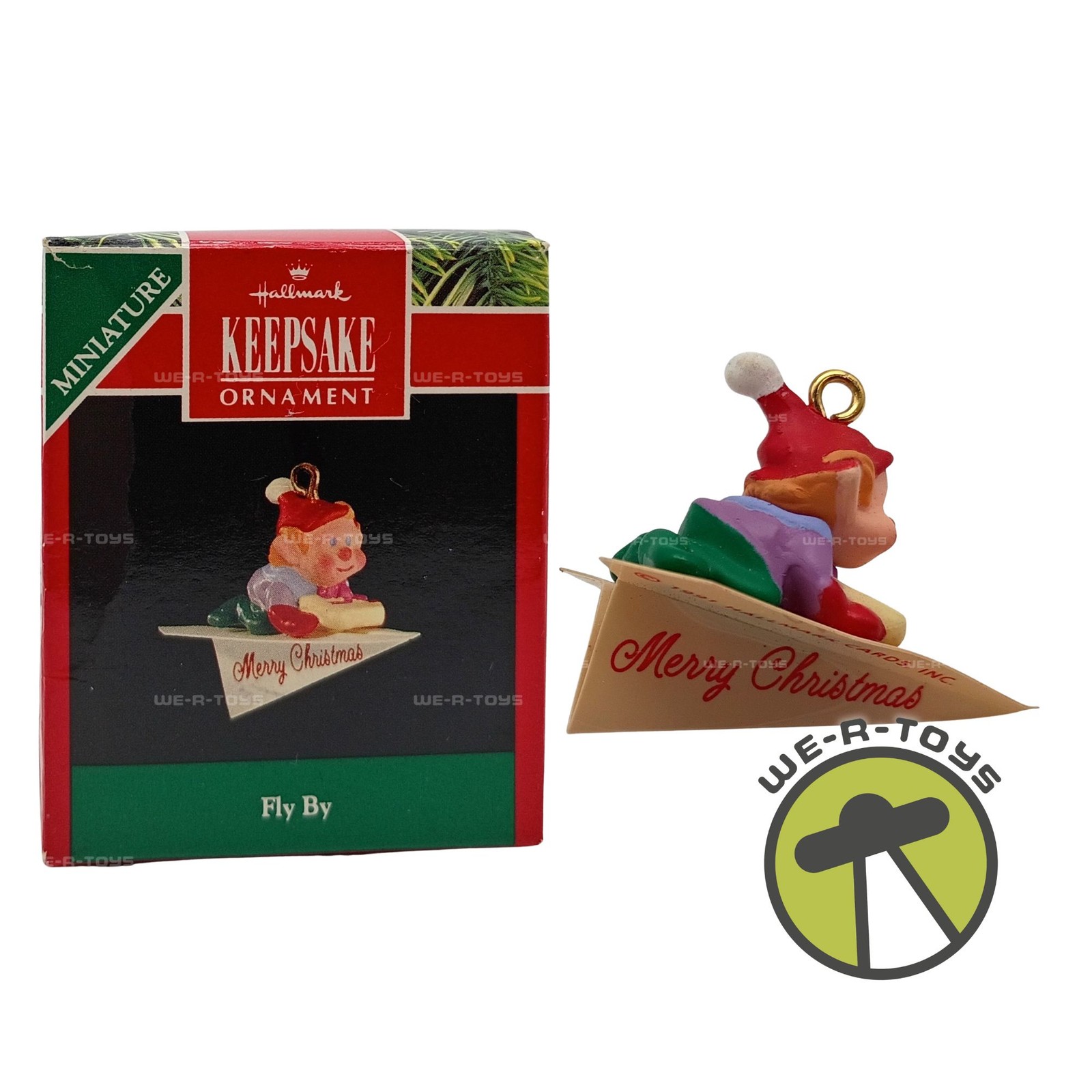 Fly By Elf Paper Airplane Miniature Hallmark Keepsake Ornament New 1991 QXM5859