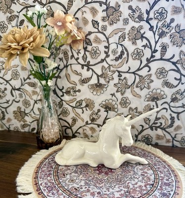 Vintage Kreiss  Laying Unicorn Figurine White Ceramic