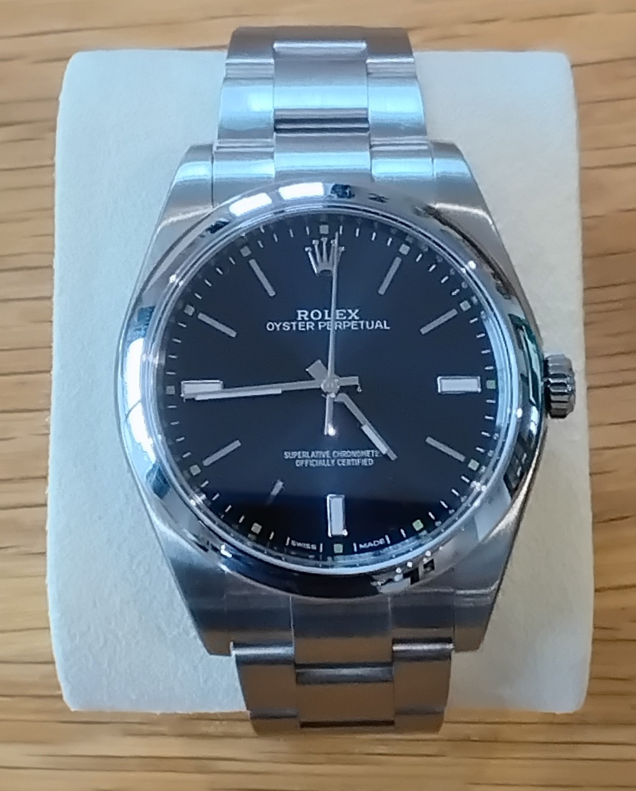 Rolex Oyster Perpetual 39 114300 blue dial | B&P full set 2016 | Rolex service
