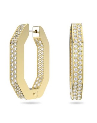 SWAROVSKI Dextera Creolen Achteckform, Medium, Gold, Rhodium + Tasche  