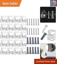 Versatile Wall Mounting Kit - 20 Clear Clips for Pictures & Mirrors with Screws