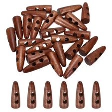 3.5cm/1.38 Inch Wooden Toggle Button,  24 Pcs 2 Hole Wood Buttons, Brown
