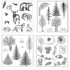 4 Sheets Wild Animals and Trees Transparent Clear Stamp for DIY Scrapbooking