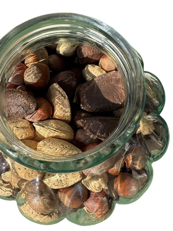 A Vintage 1970’s Sculpted Glass Jar Filled with Various Acorns and Nuts - Image 4 of 4