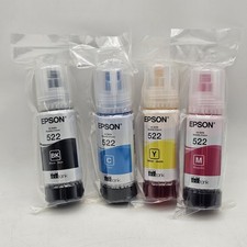 Genuine OEM Epson 522 Ink Bottles 4 Pack for ET-2720 ET-2800 ET-2803 Exp. 2028