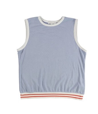 P.J. Salvage Womens Ribbed Striped Hem Pajama Sleep Tank Top, blue, S