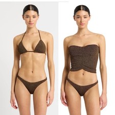 Bond Eye Australia Cacao Lurex Luana Tri Bikini Top Vista Brief Dara Falda Marrón