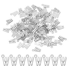 Letter Charm 100Pcs, Alphabet Charm Initial Pendant Charm Dark Silver Letter W
