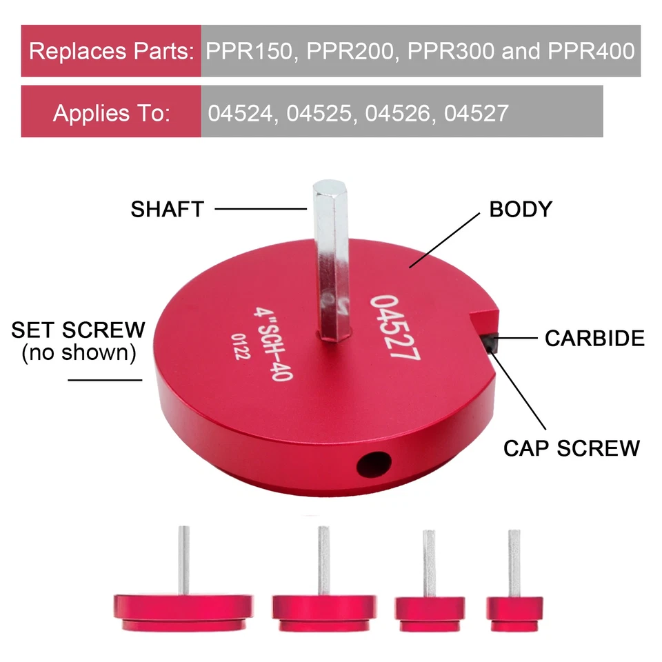 4 Pcs PVC Pipe Reamer Kit With 1-1/2 Inch 2 Inch 3 Inch 4 Inch Pipe Fitting E4 - Image 3 of 4