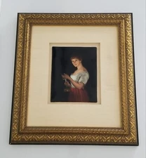 Beautiful German KPM Style “ Gute Nacht” Porcelain Plaque Signed GMB  Framed