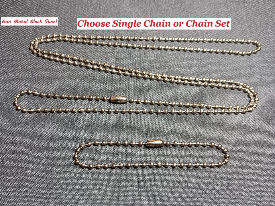 Military Army Navy Marine AF Dog Tag 2.4mm Ball Bead Chain or Chain Set ...