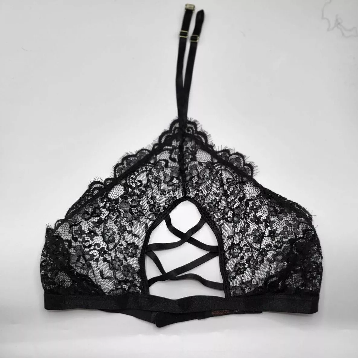 Ann Summers Lyra Black Lace Bralette Small 8-10 New Tag