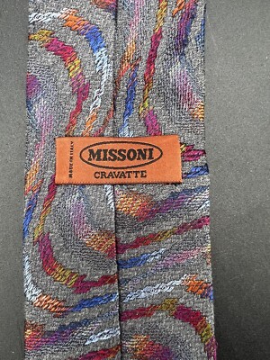 Cravate Missoni Vintage En Laine Et Mohair - Multicolore, Occasion, Pour Homme