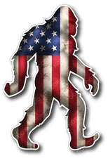 American Flag Sasquatch Yeti Bigfoot Decal Sticker for Car Truck Window Bumper