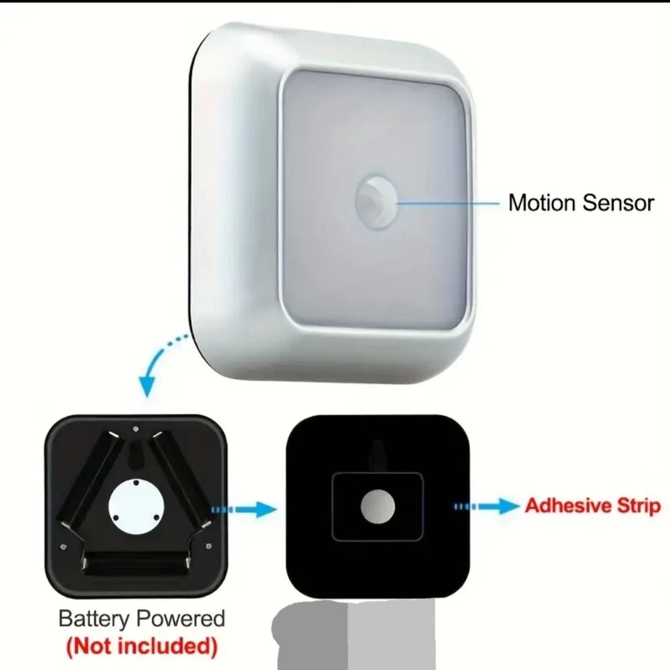 Paquete de 3/6 luces LED inalámbricas con sensor de movimiento/batería AAA/pared interior/escaleras/ Foto 3 de 4