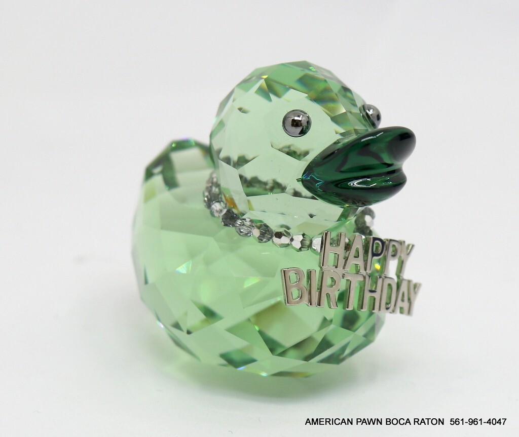 Swarovski Crystal Happy Birthday Duck 1078531 Green / Erinite