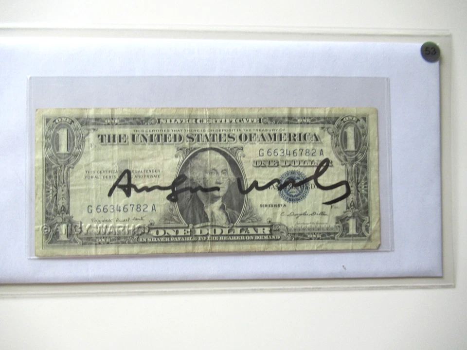 ANDY WARHOL: 1$ echte Dollarnote Original Handsigniert mit ZERTIFIKAT - Bild 2 von 4