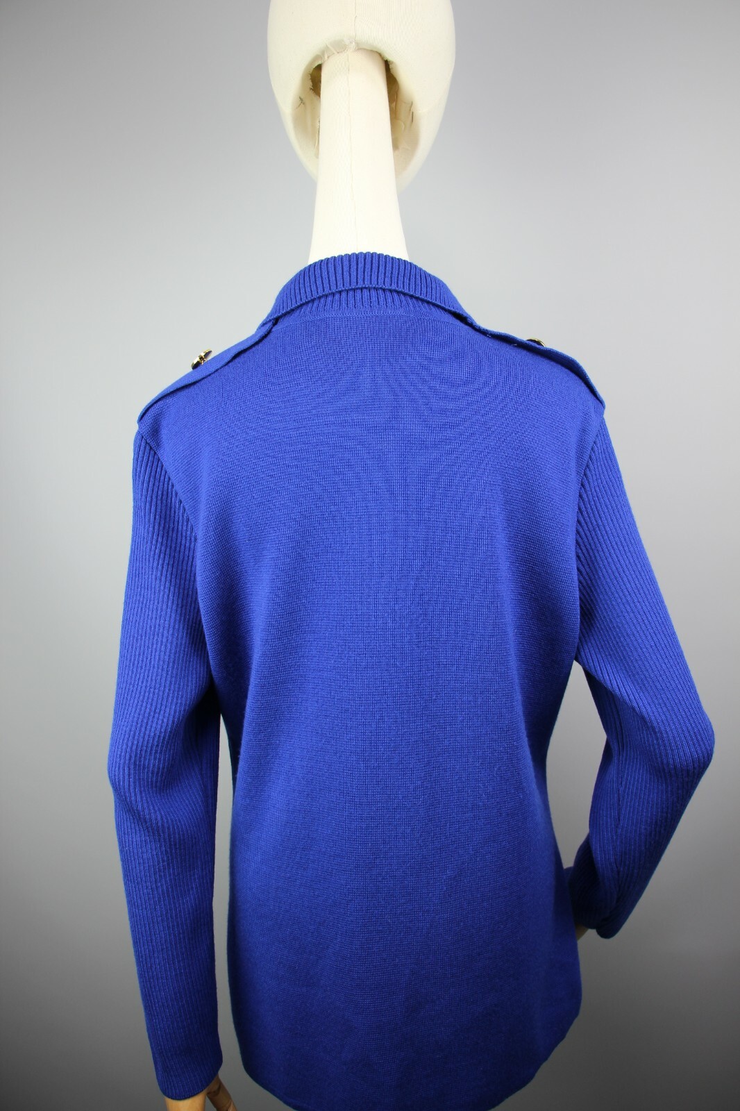 Maglione YSL YVES SAINT LAURENT VARIATION Bottoni Oro LANA Blu Taglia S