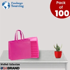 Non-Woven Shopping Bags Reusable Gift & Promotional Bag Wholesale 100pack Pink